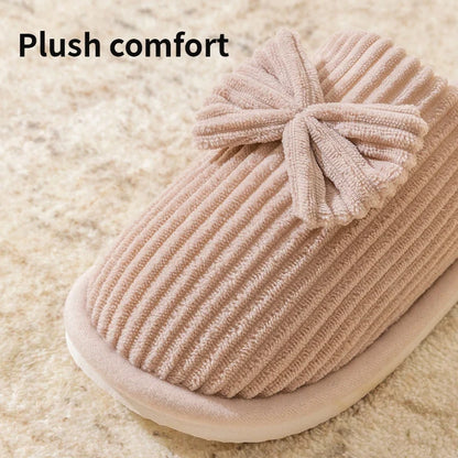 Women's Bow Slippers – Soft Warm Indoor House Shoes