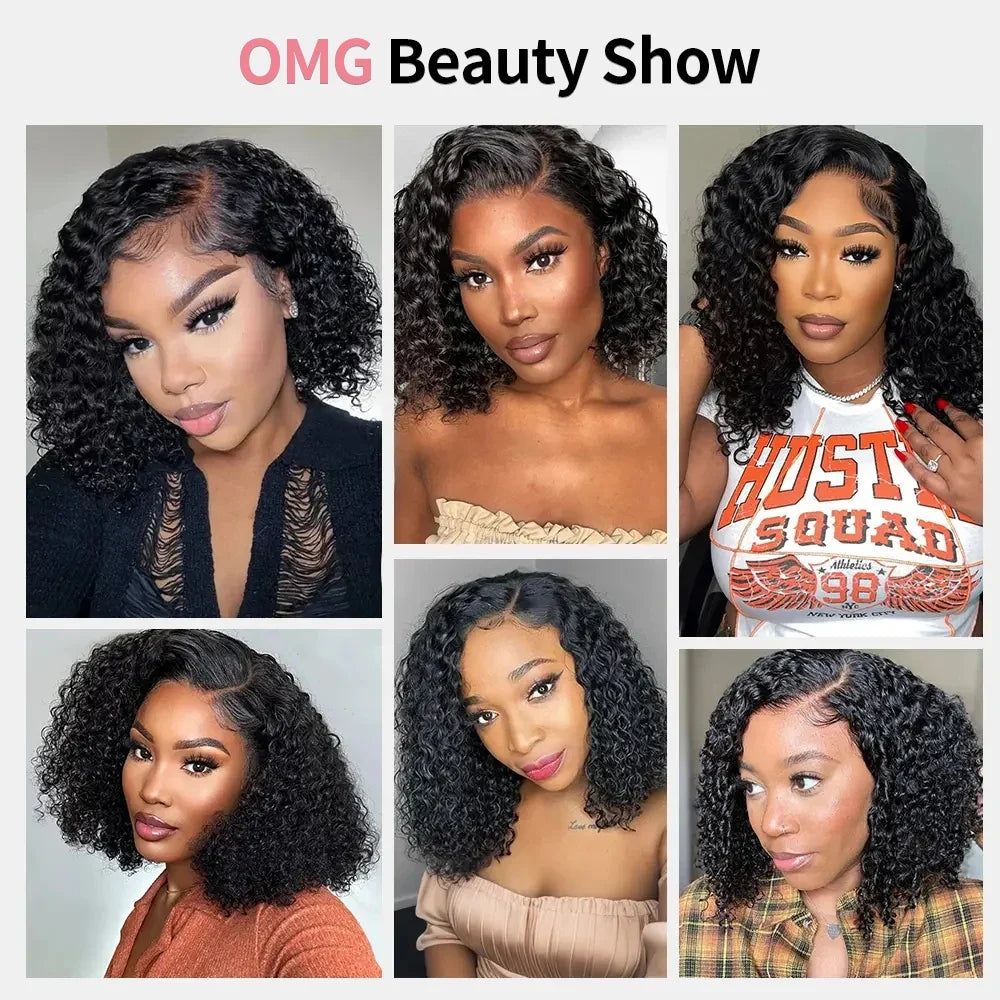 Water Wave Short Bob Wig – 4x4 & 13x4 Lace Human Hair, 200% & 250% Density