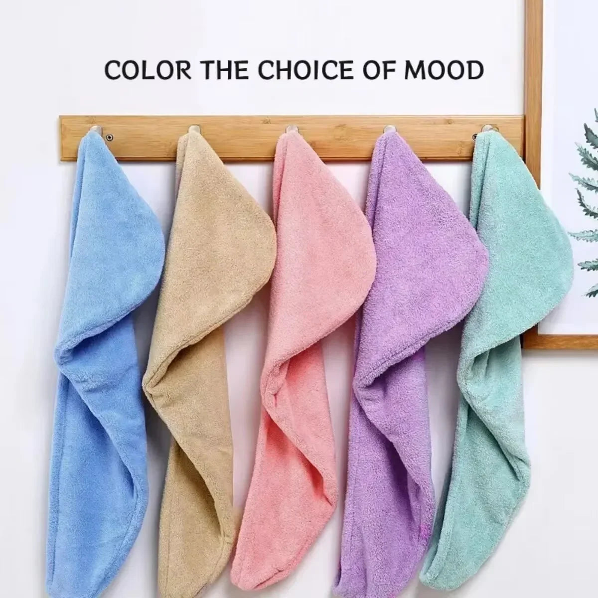 Hair Towel Wrap – Quick-Dry Coral Fleece with Button Closure