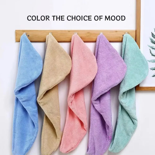 Hair Towel Wrap – Quick-Dry Coral Fleece with Button Closure