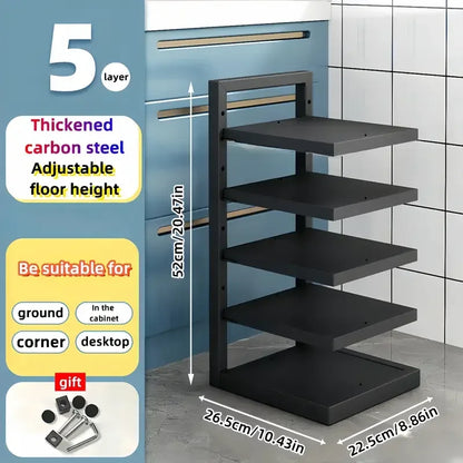 Multi-Tier Pot Rack Organizer – Adjustable Carbon Steel