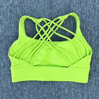 Women's Push-Up Sports Bra – Cross Back Shockproof Gym & Yoga Bra