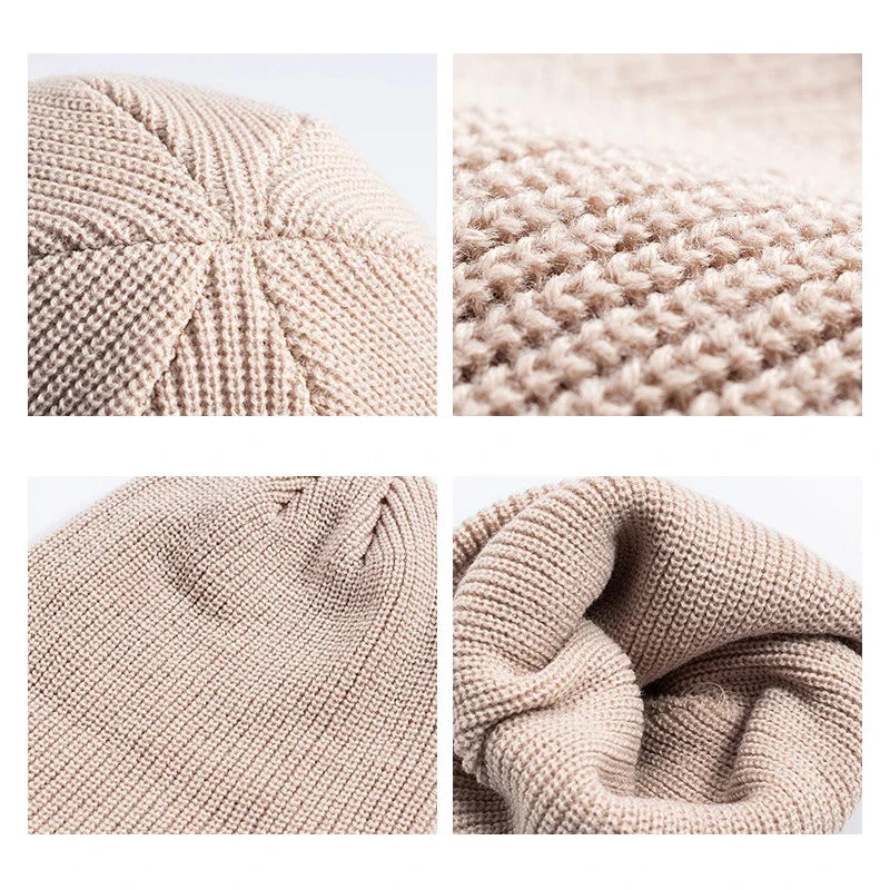 Solid Color Knit Beanie for Men & Women – Warm Winter Skull Cap