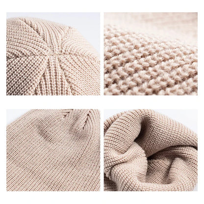 Solid Color Knit Beanie for Men & Women – Warm Winter Skull Cap