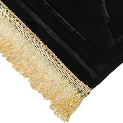 Islamic Prayer Rug – Soft Flannel Mat with Gold Tassels & Anti-Slip Backing