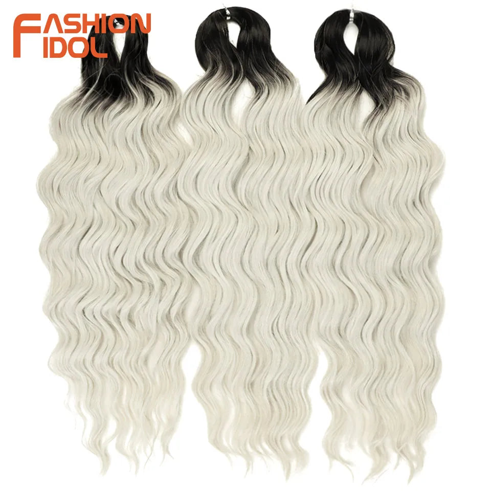 24 Inch Water Wave Crochet Braiding Hair Extensions – Synthetic Ombre