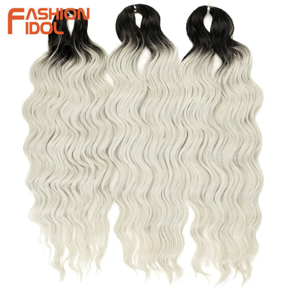 24 Inch Water Wave Crochet Braiding Hair Extensions – Synthetic Ombre