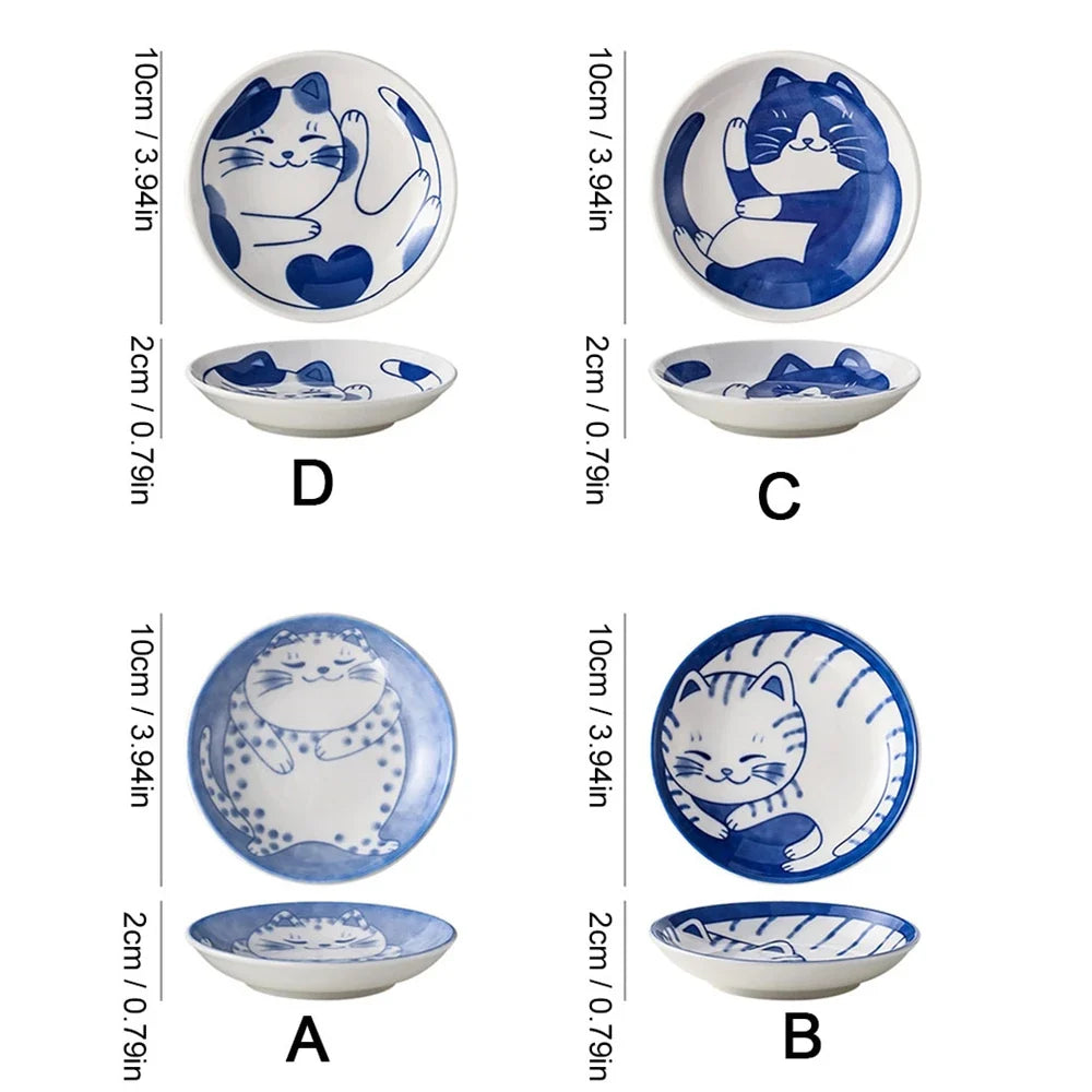 Lucky Cat Ceramic Sauce Dish – Cute Cartoon Sushi Plate