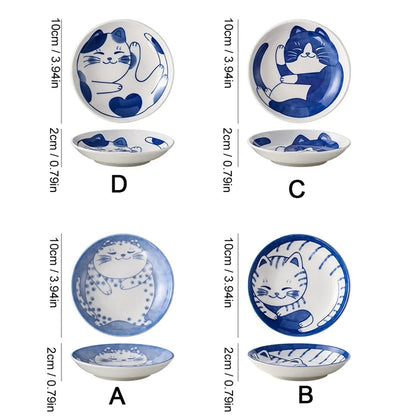 Lucky Cat Ceramic Sauce Dish – Cute Cartoon Sushi Plate