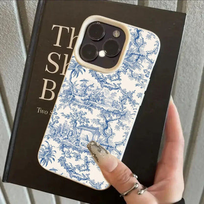 Toile de Jouy iPhone Case – Blue Vintage Floral Pattern