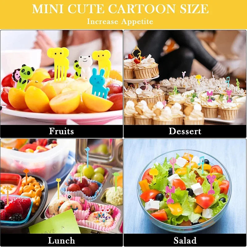 Kids Bento Lunch Box Accessories Set – Animal Food Picks, Silicone Cups & Food Cutters