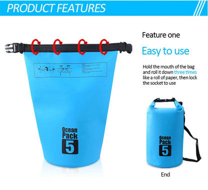 Waterproof Dry Bag 2L–30L – PVC Ocean Pack for Outdoor Sports