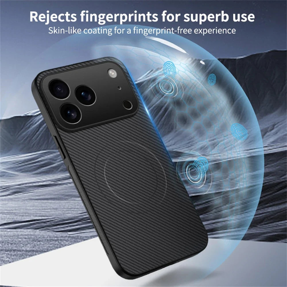 MagSafe Carbon Fiber Case for iPhone 17 16 15 14 13 Pro Max Air – Ultra Thin Magnetic Cover