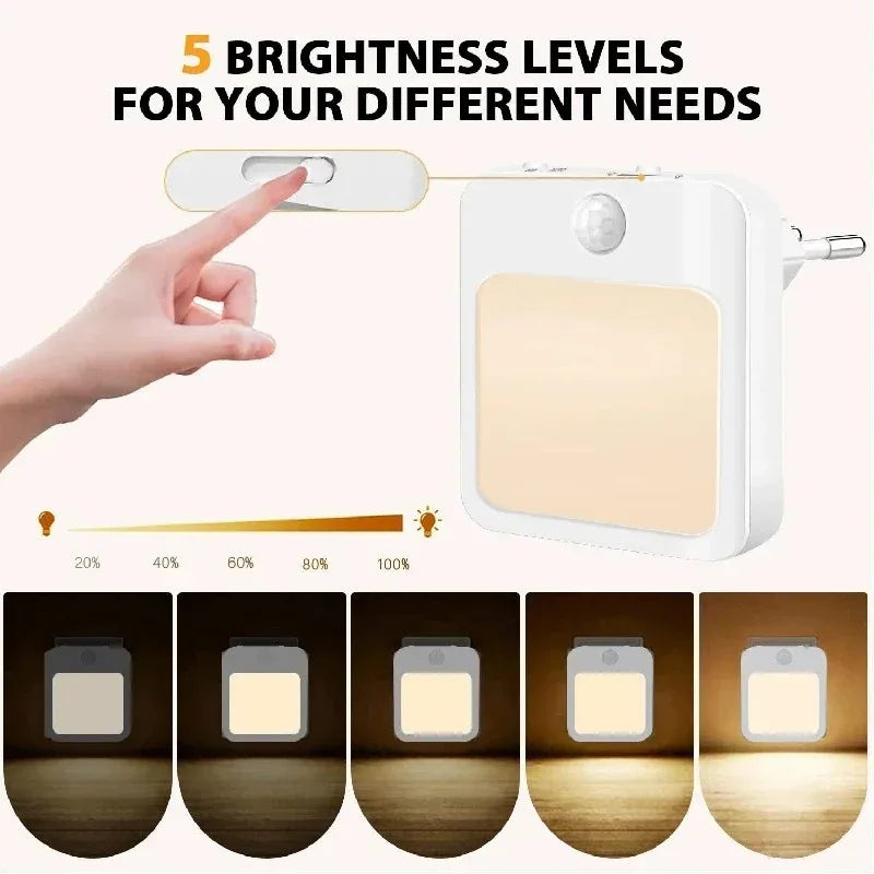 Motion Sensor Plug-In Night Light – Dimmable LED, EU/US Plug