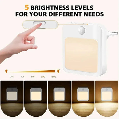 Motion Sensor Plug-In Night Light – Dimmable LED, EU/US Plug