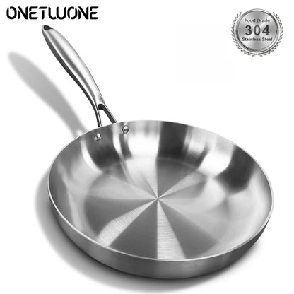304 Stainless Steel Uncoated Frying Pan – Healthy Cookware for Gas & Induction