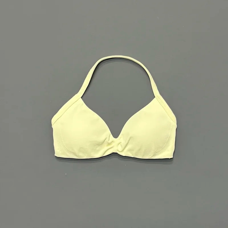 Women's Strappy Sports Bra – Padded Push-Up Gym Top