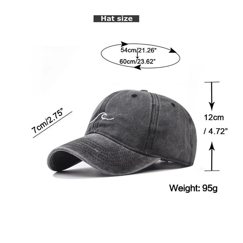 Wave Embroidered Baseball Cap – Unisex Adjustable Dad Hat