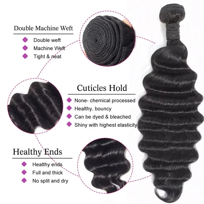 Loose Deep Wave Human Hair Bundles – Brazilian Remy Hair