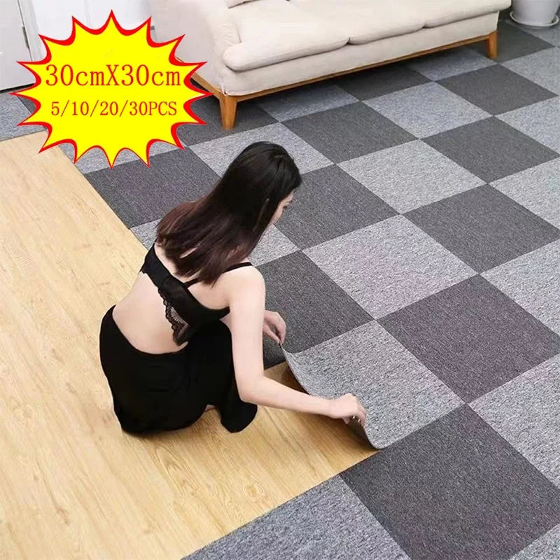 Self-Adhesive Carpet Tiles 11.8x11.8in – Peel & Stick Floor Mat Squares