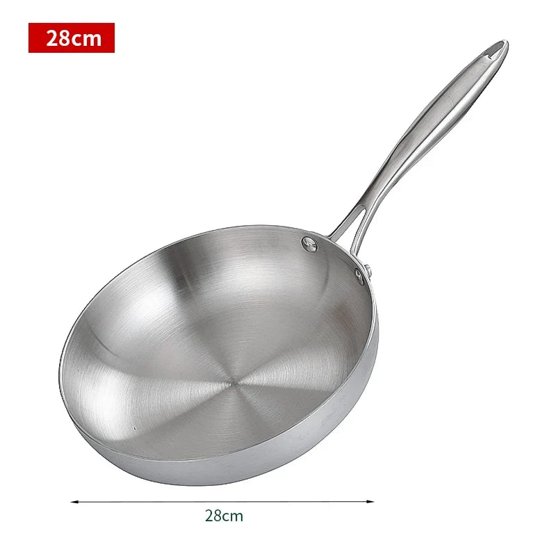 304 Stainless Steel Uncoated Frying Pan – Healthy Cookware for Gas & Induction