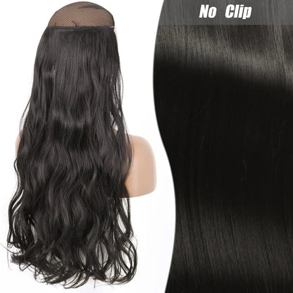Clip-Free Straight Hair Extension Long Synthetic Hairpiece