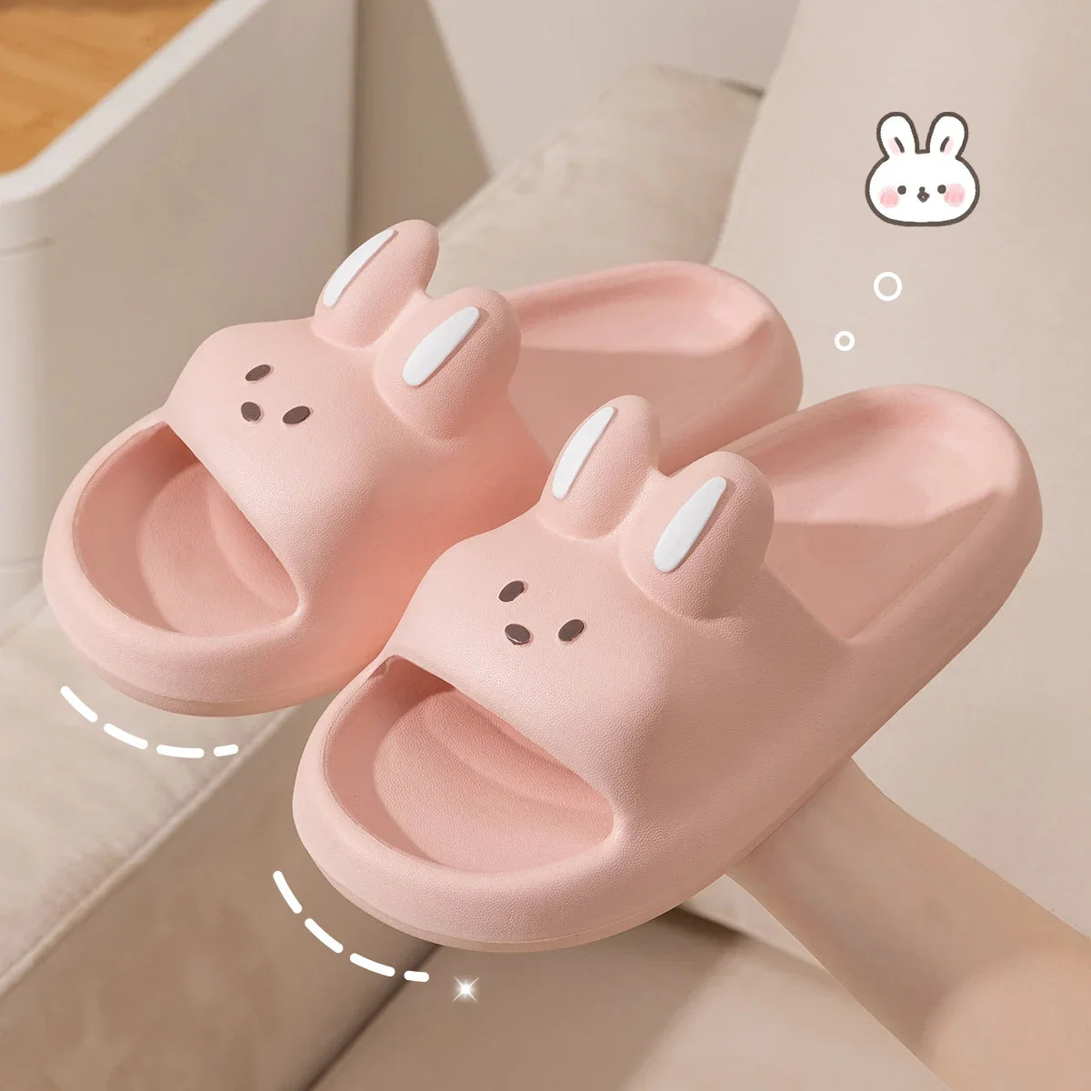 Rabbit Pillow Slippers – Thick Sole Cloud Slides for Women & Men