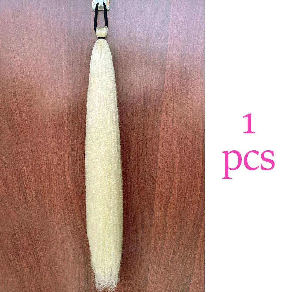 Long Straight Ponytail Extension 2pcs – Synthetic Hair with Rubber Band
