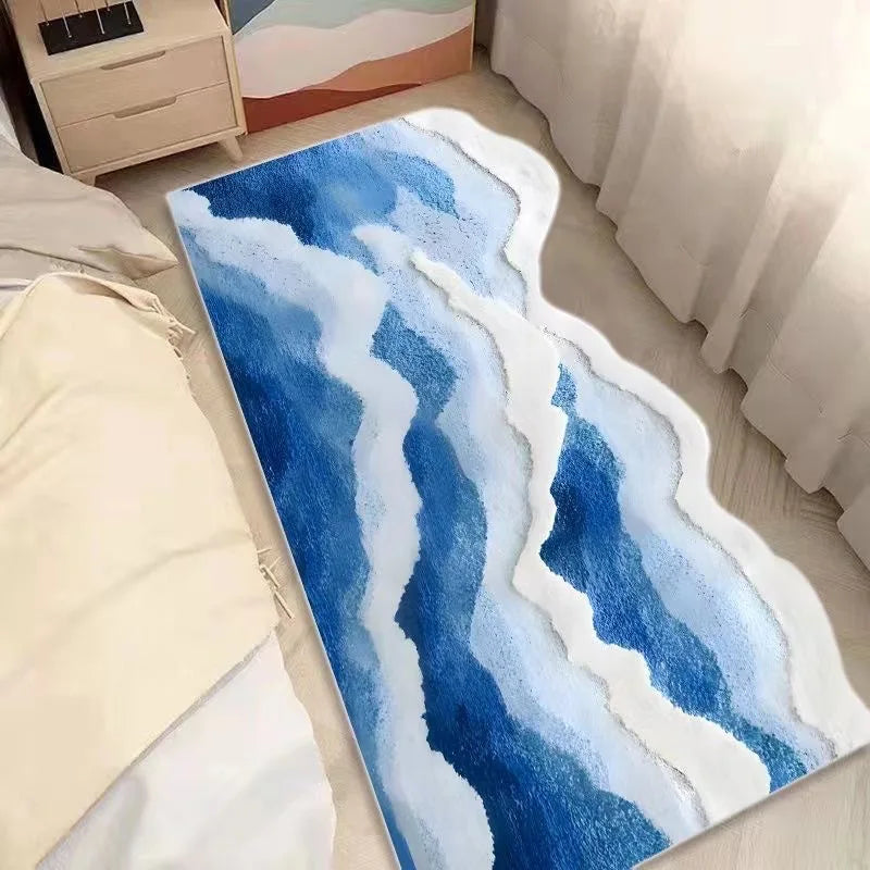 Ocean Wave Tufted Bath Mat – Non-Slip Plush Bathroom Rug