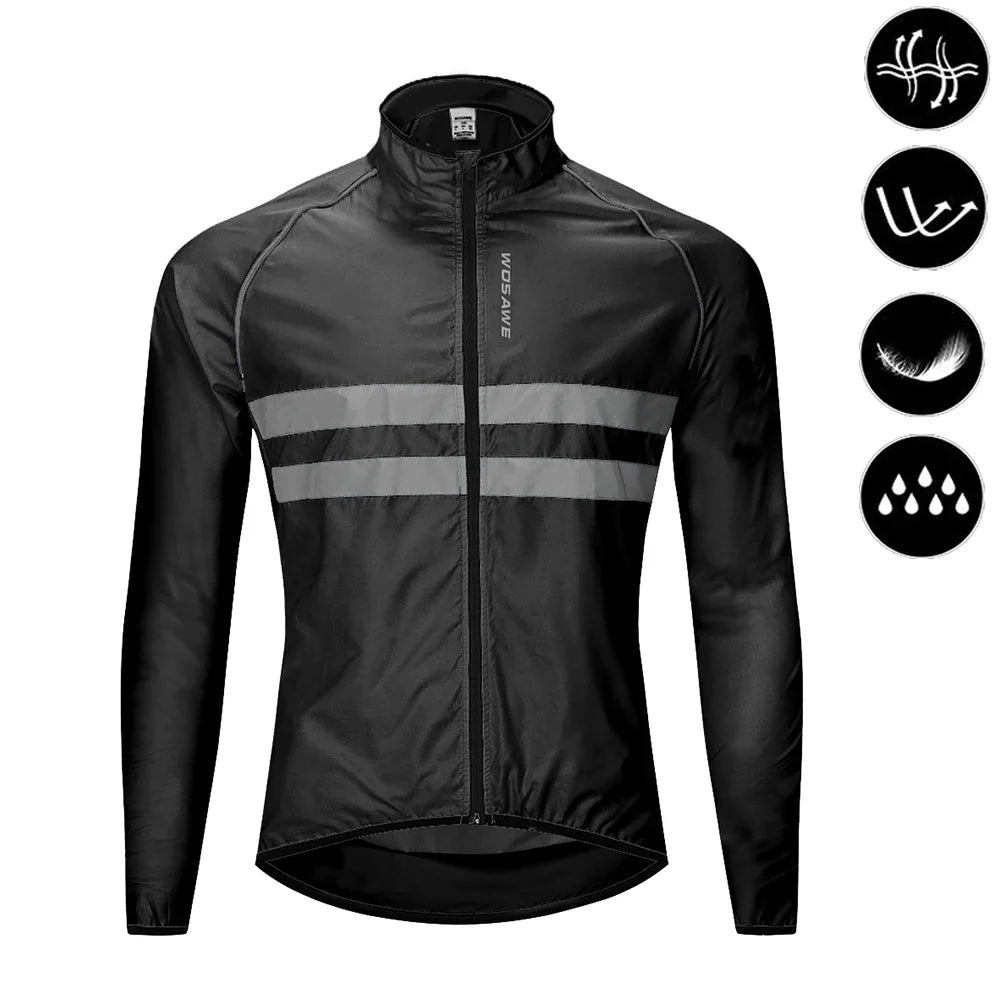 Men's Cycling Windbreaker Jacket – Water-Resistant MTB Long Sleeve Coat