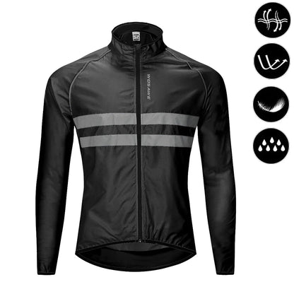 Men's Cycling Windbreaker Jacket – Water-Resistant MTB Long Sleeve Coat