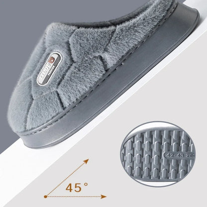 Unisex Winter Plush Slippers – Quilted Fleece Non-Slip House Shoes