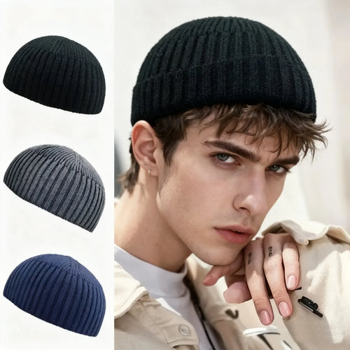 Ribbed Knit Beanie Hip-Hop Streetwear Warm Winter Hat