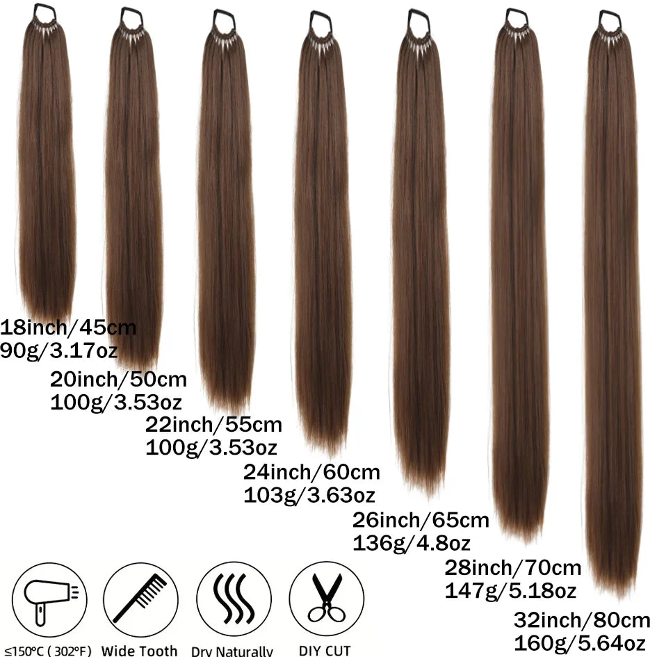Synthetic Ponytail Hair Extension Straight Long 18-32 Inch
