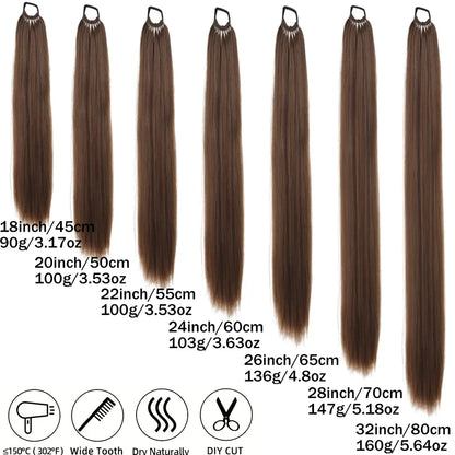 Synthetic Ponytail Hair Extension Straight Long 18-32 Inch