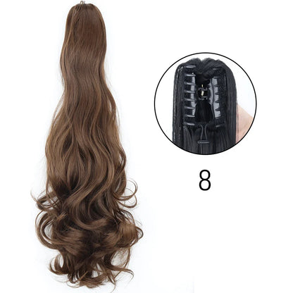 Claw Clip Ponytail Extension 24 Inch Wavy Synthetic Hair Heat Resistant