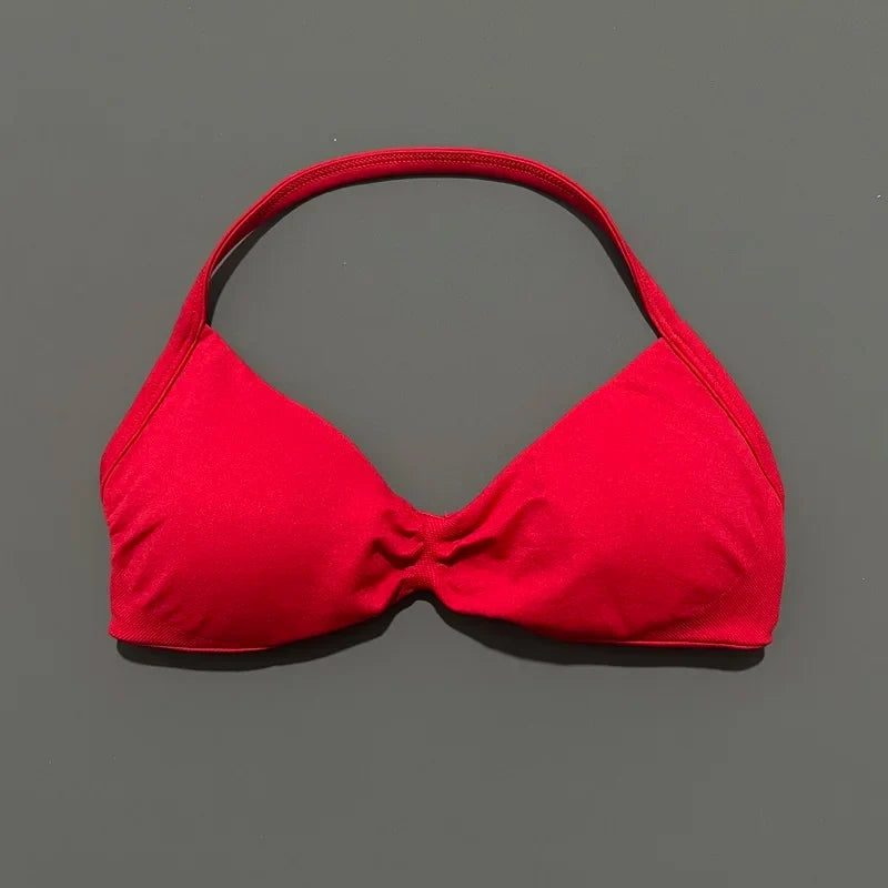 Women's Strappy Sports Bra – Padded Push-Up Gym Top