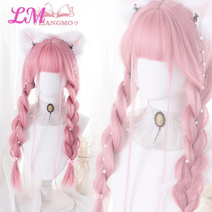 Cosplay Wig with Bangs – Long Straight Synthetic Hair 24 Inch