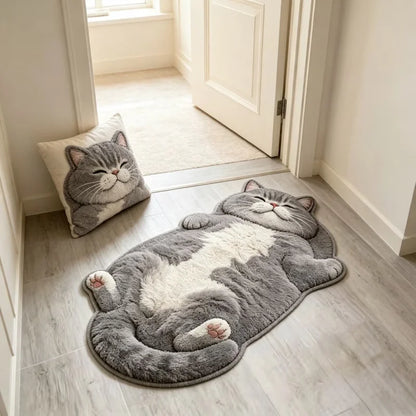 Cat-Shaped Area Rug – Cute Cartoon Floor Mat for Bedroom & Living Room