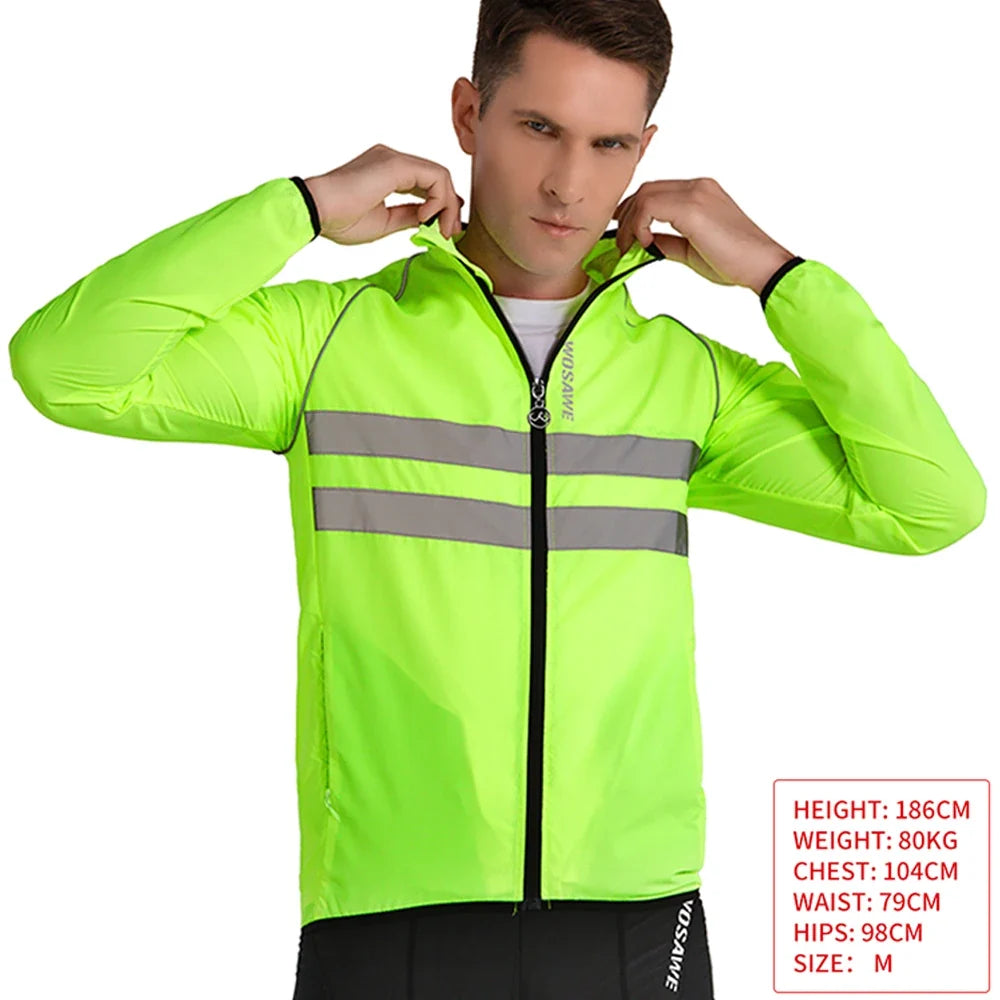 Men's Cycling Windbreaker Jacket – Water-Resistant MTB Long Sleeve Coat