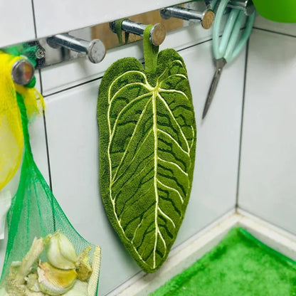 Plant Leaf Hand Towel – Absorbent Hanging Kitchen & Bathroom Towel