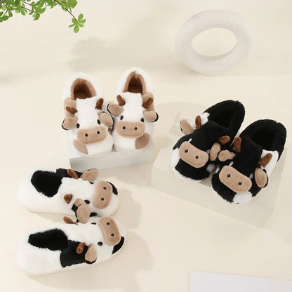 Cow Plush Slippers – Cute 3D Animal House Shoes for Women & Men