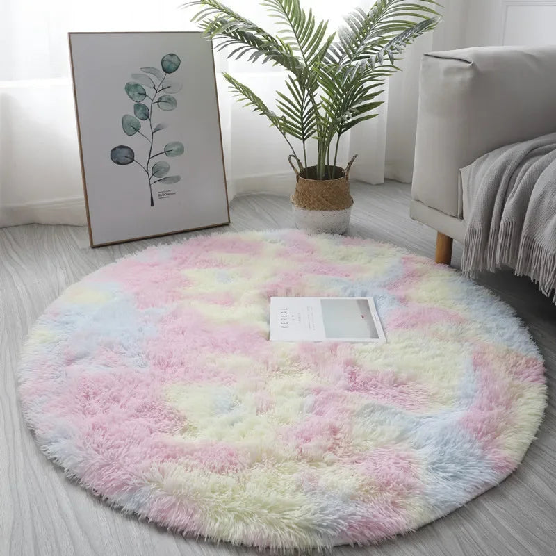 Fluffy Round Rug – Soft Plush Shaggy Circle Carpet for Bedroom & Living Room