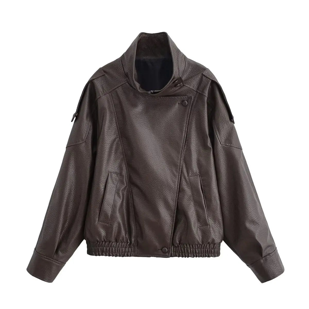 Women's Oversized Faux Leather Moto Jacket