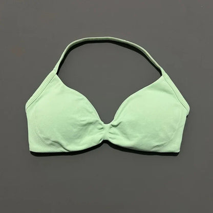 Seamless Halter Sports Bra – Women's Push-Up Gym Bra