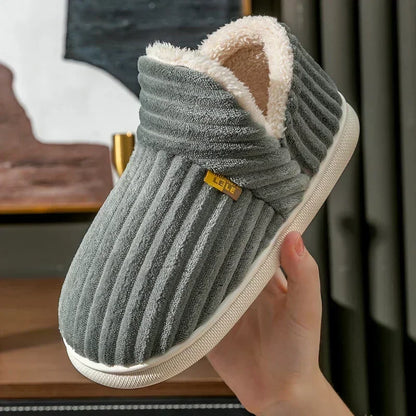 Plush Fur Slippers – Warm Corduroy Indoor Slides for Women & Men
