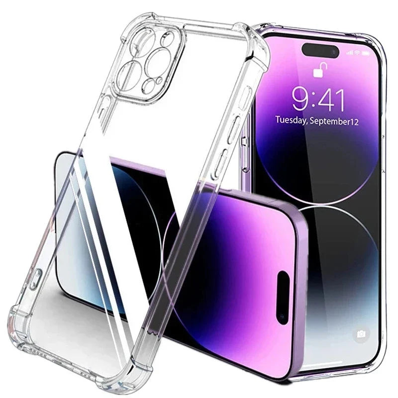 Clear Airbag iPhone Case – Shockproof Transparent Cover with Camera Protection
