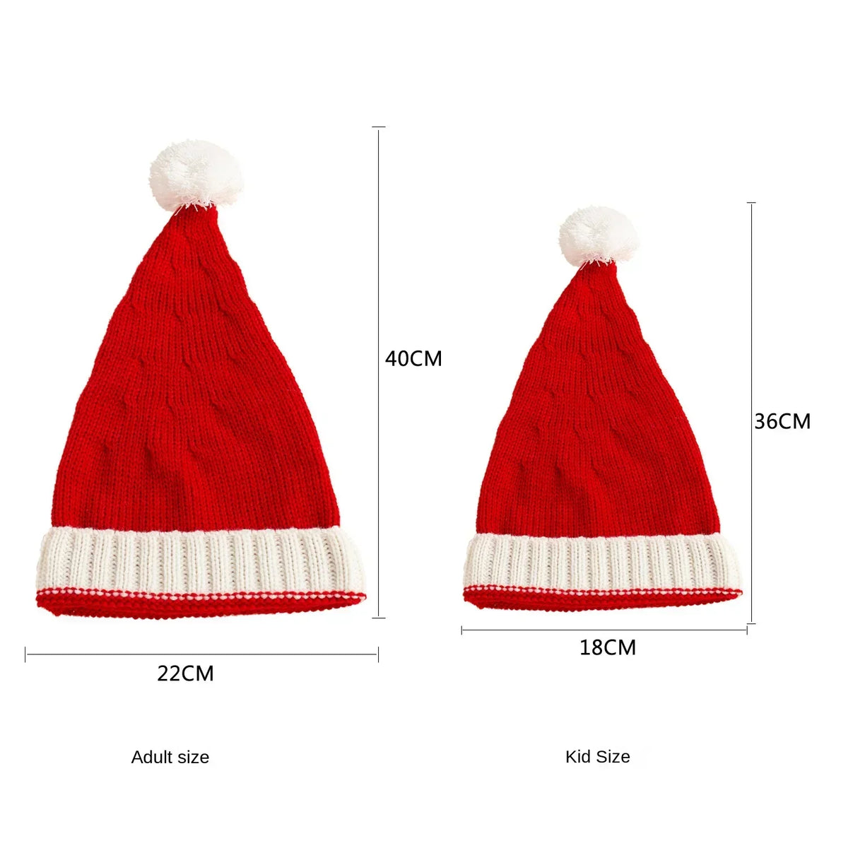 Christmas Knitted Santa Hat with Pom Pom – Adults & Kids