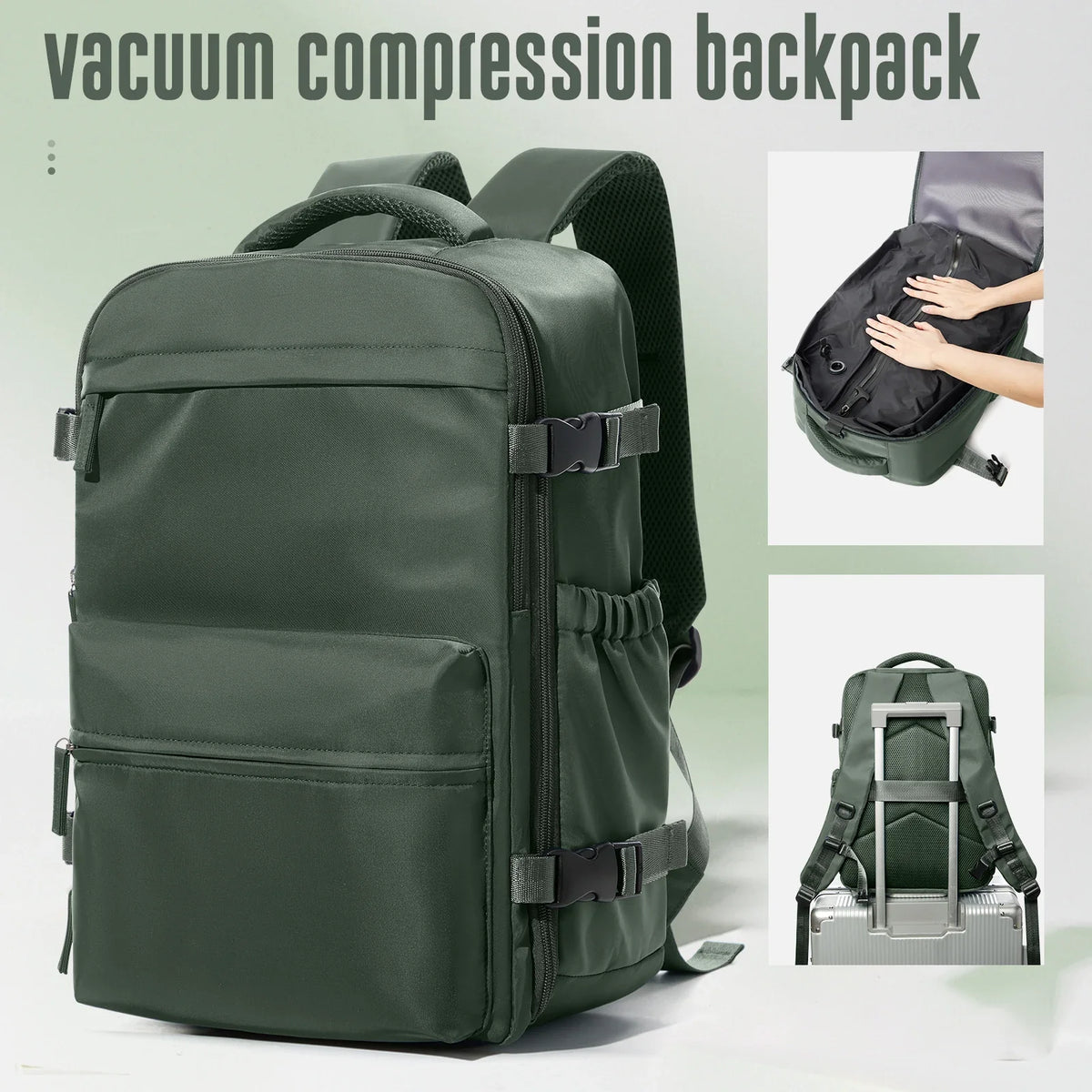 Vacuum Compression Travel Backpack – Large Capacity Expandable Laptop Bag for Men & Women