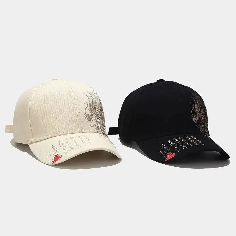 Dragon Pattern Baseball Hat – Chinese Style Cap for Men & Women